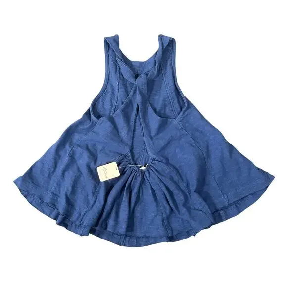 Free People Women's Bandit Blouse Top Blue Size S - Picture 4 of 9